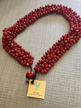 Red Ormosia Seed Statement Necklace
